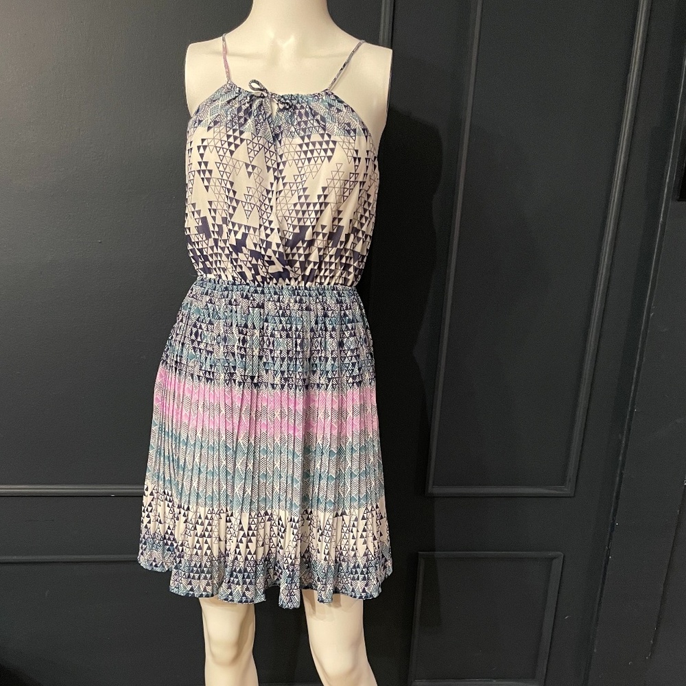 Altar'd State Multicolor Strappy Pleated Skirt Mini Dress Sz. Small